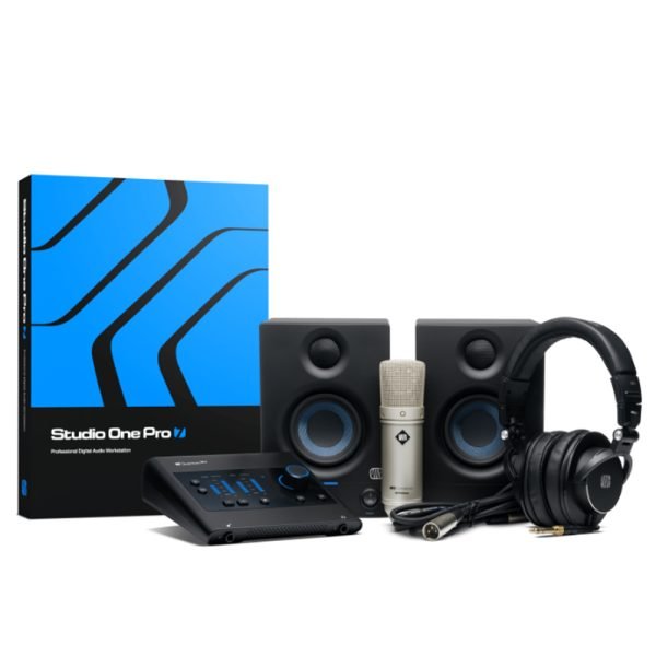 PreSonus Quantum ES Ultimate Bundle with audio interface, headphones, microphone, and accessories