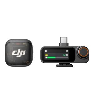 DJI Mic 3 Single Wireless Transmission System – compact 2.4GHz/5GHz microphone set for high-quality audio recording, featuring transmitter and receiver with sleek design