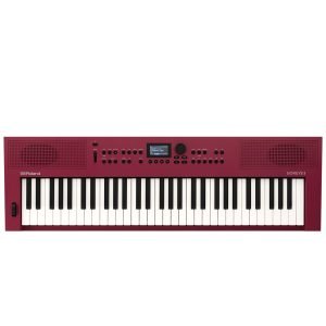 Roland GO:KEYS 3 portable 61-key keyboard in bright red, with built-in speakers and intuitive control panel