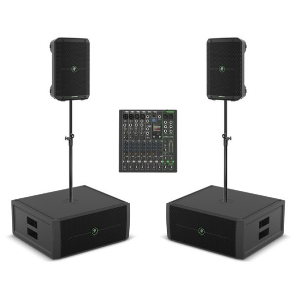 Mackie Thump GO Dual Portable PA System – 2 Thump GO Speakers, 2 ThumpSUB GO Subwoofers, ProFX10 GO Mixer, 2 Mounting Poles & 2 FREE Carry Bags