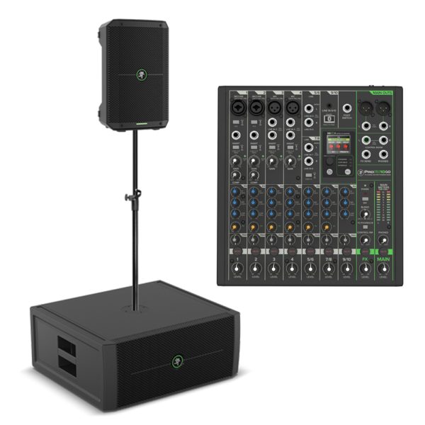 Mackie Thump GO Complete Portable PA System – Speaker, Subwoofer, ProFX10 GO Mixer, Mounting Pole & FREE Carry Bag