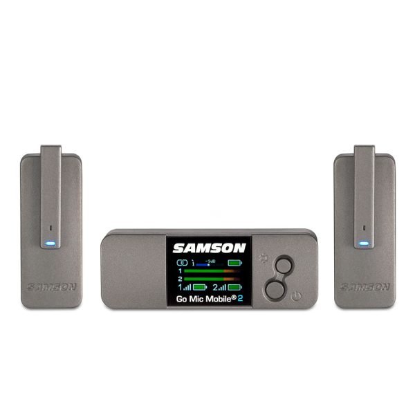 2-ch 2.4 GHz Digital Wireless System 3.5mm, Rechargeable with 2.4 GHz, Micro Transmitters, and Charging Case