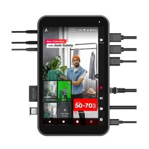 ortable all-in-one device with touchscreen interface, HDMI and USB inputs, and built-in encoder for multi-platform social streaming